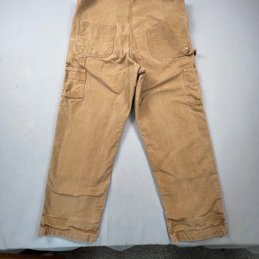 Carhartt Overalls Mens 38x32 Brown Duck Canvas Relaxed Fit R01-M Workwear Bibs - Picture 13 of 16